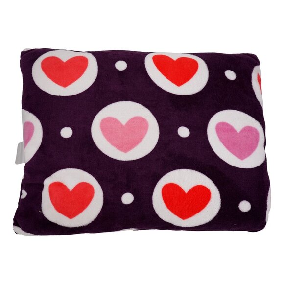 Purple Throw Pillow with Hearts and Dots - Picture 1 of 2
